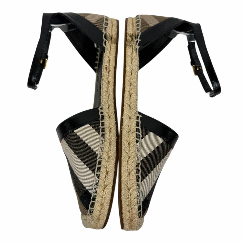 Burberry Abbington Nova Check Ankle Strap Espadrille Flats Black Size 41 - Picture 7 of 14